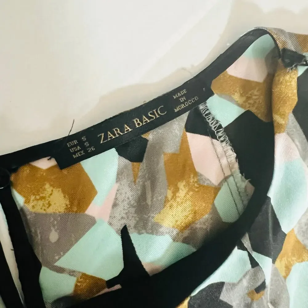 Zara Abstract Print Cap Sleeve Dress Size S Small Multicolor - Picture 3 of 6